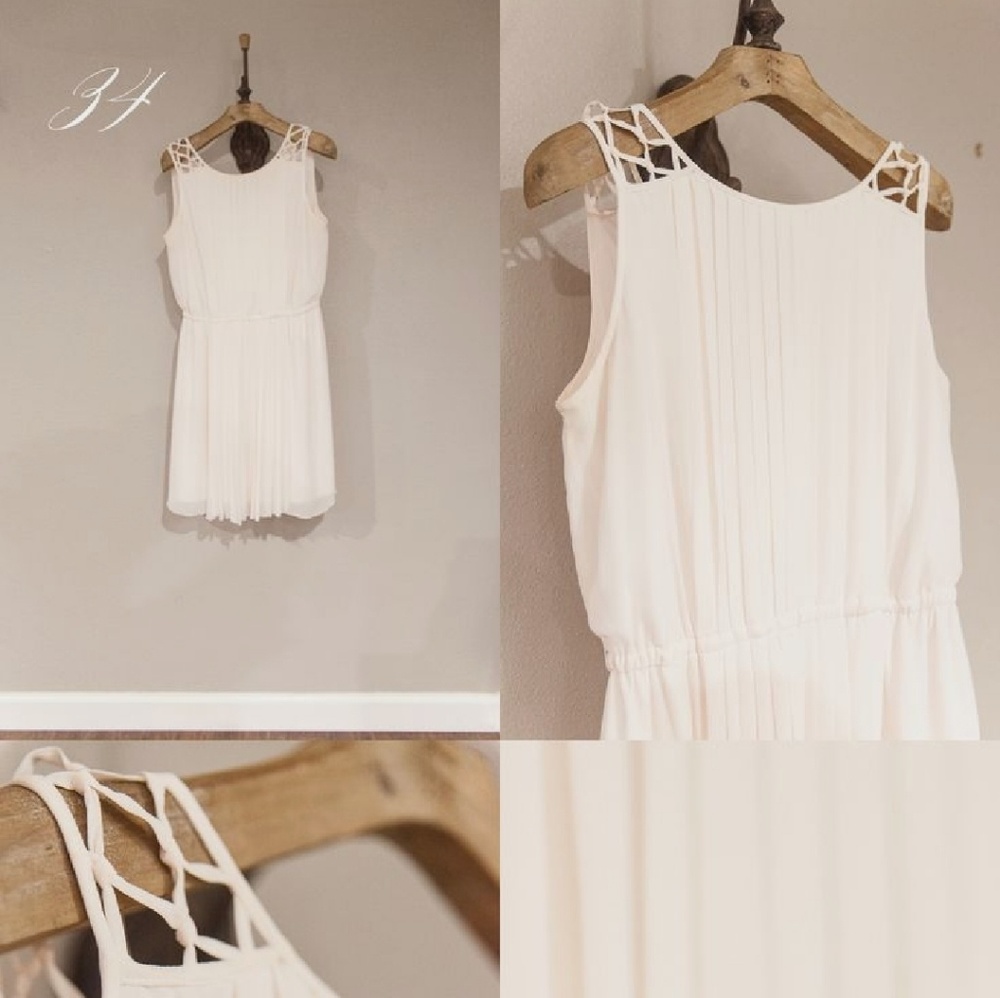 Pleated pink chiffon dress